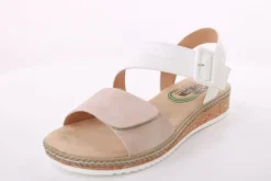 PETER ERIKSON Damen Sandalette Keilabsatz Klettverschluss weiß beige S14  20-41-C23005