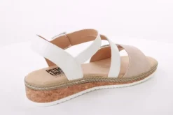 PETER ERIKSON Damen Sandalette Keilabsatz Klettverschluss weiß beige S14  20-41-C23005