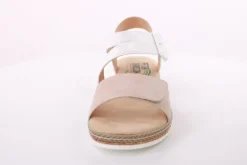 PETER ERIKSON Damen Sandalette Keilabsatz Klettverschluss weiß beige S14  20-41-C23005