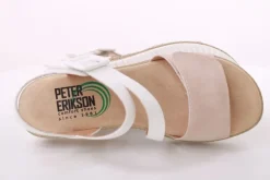 PETER ERIKSON Damen Sandalette Keilabsatz Klettverschluss weiß beige S14  20-41-C23005
