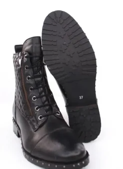 PETER ERIKSON Damen Schnürboots Leder Nietenbesatz Steppmuster schwarz S23 DORIS-2110-S
