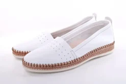 PETER ERIKSON Damen Slipper Loafer Leder Comfort- Fußbett weiß, blau S13 221591