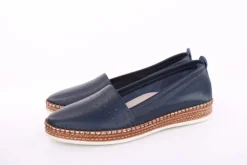 PETER ERIKSON Damen Slipper Loafer Leder Comfort- Fußbett weiß, blau S13 221591