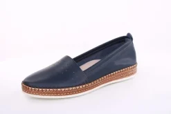 PETER ERIKSON Damen Slipper Loafer Leder Comfort- Fußbett weiß, blau S13 221591