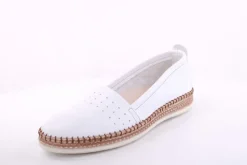 PETER ERIKSON Damen Slipper Loafer Leder Comfort- Fußbett weiß, blau S13 221591