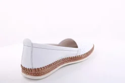PETER ERIKSON Damen Slipper Loafer Leder Comfort- Fußbett weiß, blau S13 221591