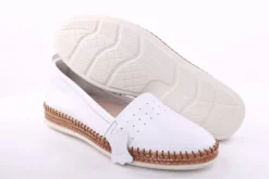 PETER ERIKSON Damen Slipper Loafer Leder Comfort- Fußbett weiß, blau S13 221591