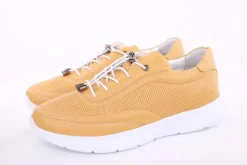 PETER ERIKSON Damen Sneaker Leder Wechsel- Fußbett gelb, grau S13 231508