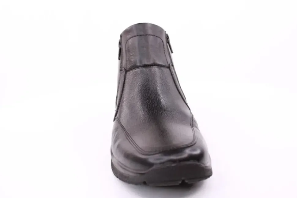 PETER ERIKSON Herren Leder Boot doppel Reißverschluss einfacher Einstieg SCHWARZ Warmfutter DN-02
