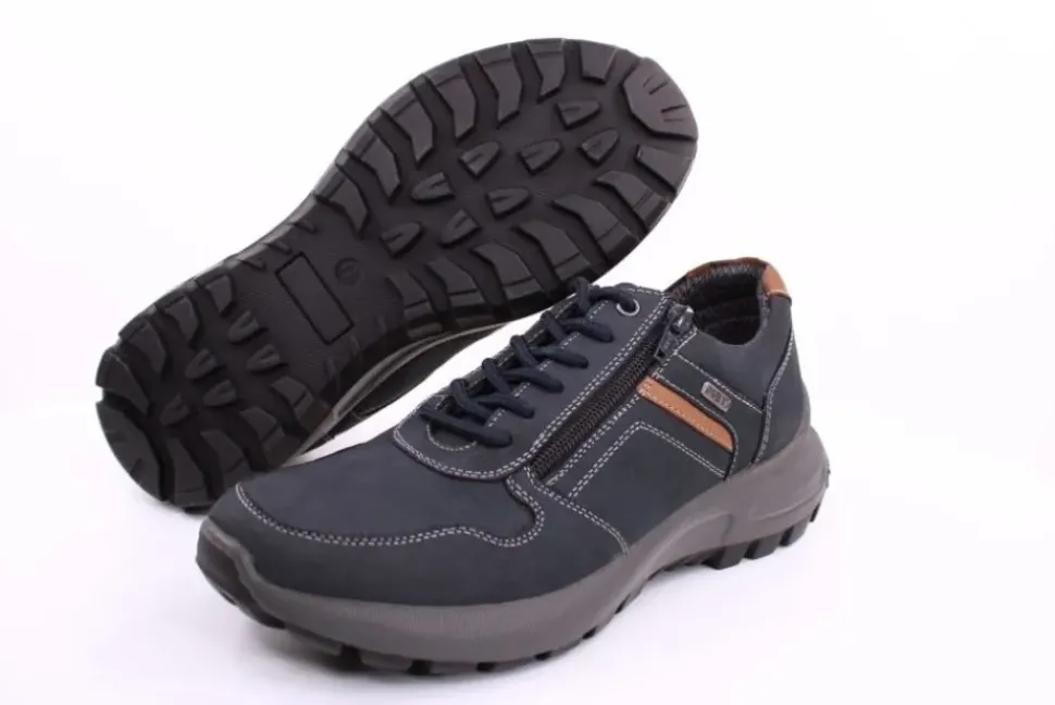 PETER ERIKSON Herren Schnürhalbschuh Leder Extraweit Reißverschluss DENIMNOUGAT Warmfutter SX-09 TEX