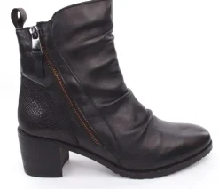 PETER ERIKSON Stiefelette Leder Zierfalten schwarz S23 CATHY-2301
