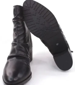 PETER ERIKSON Stiefelette Leder Zierfalten schwarz S23 CATHY-2301