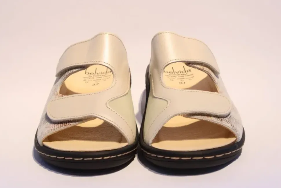 Portina Bequempantolette Wechselfußbett komplett Leder beige 10302
