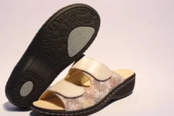 Portina Bequempantolette Wechselfußbett komplett Leder beige  10302