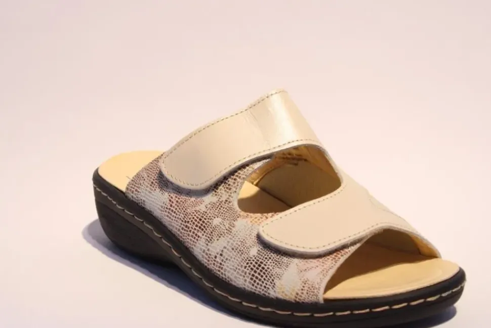 Portina Bequempantolette Wechselfußbett komplett Leder beige 10302