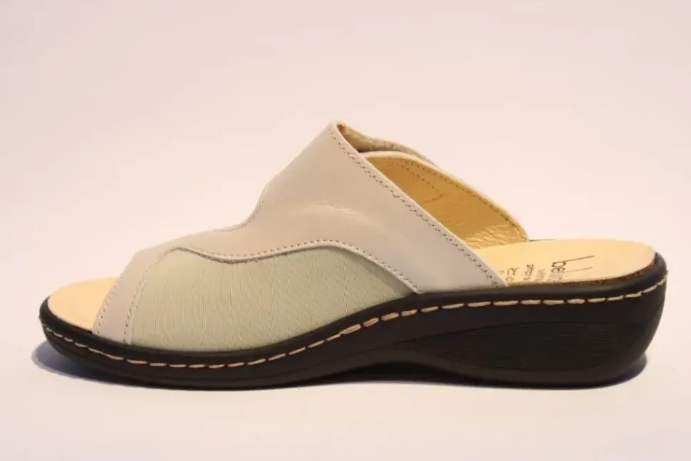 Portina Bequempantolette Wechselfußbett komplett Leder beige 10302