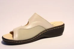 Portina Bequempantolette Wechselfußbett komplett Leder beige 10302