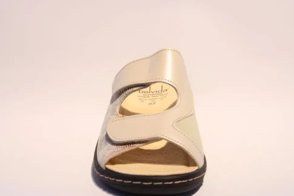Portina Bequempantolette Wechselfußbett komplett Leder beige 10302