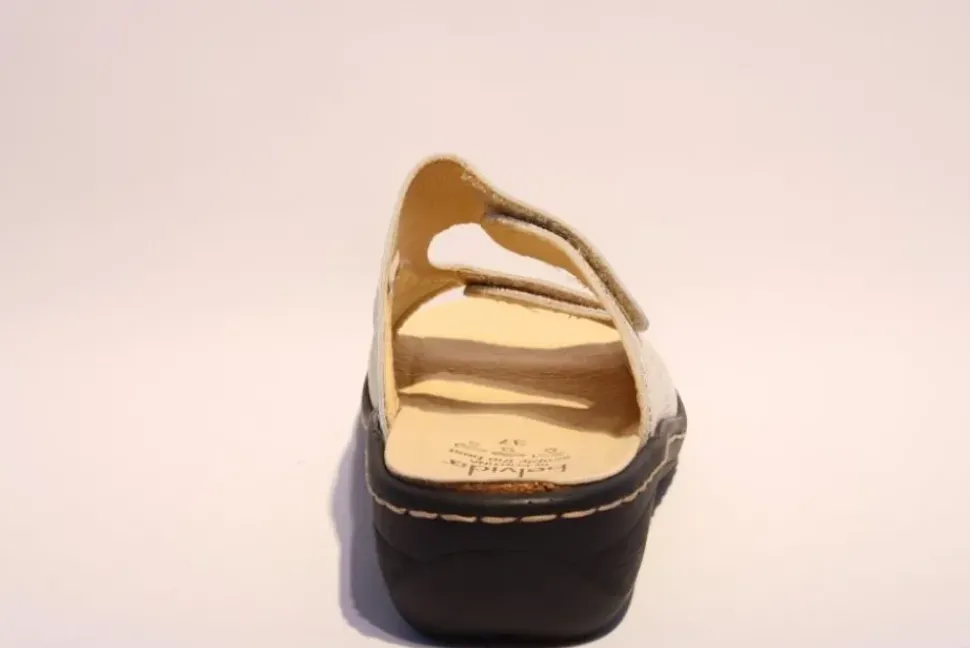 Portina Bequempantolette Wechselfußbett komplett Leder beige 10302