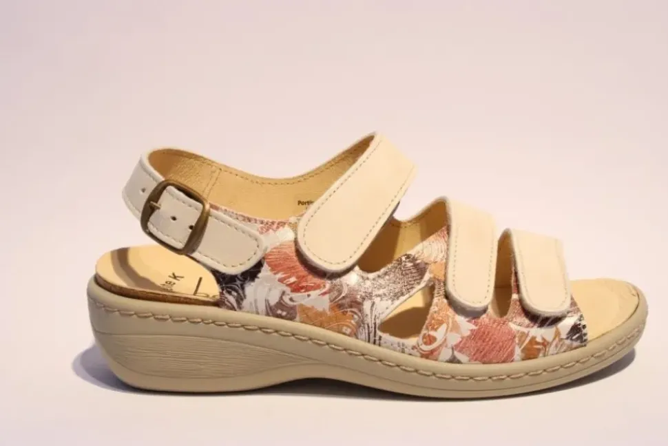 Portina Bequemsandale Wechselfußbett komplett Leder beige 10502
