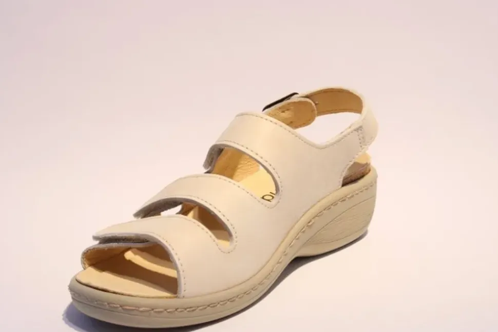 Portina Bequemsandale Wechselfußbett komplett Leder beige 10502