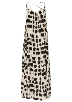 QS designed by Feines Sommerkleid aus Viskose beige/schwarz S13  2128175