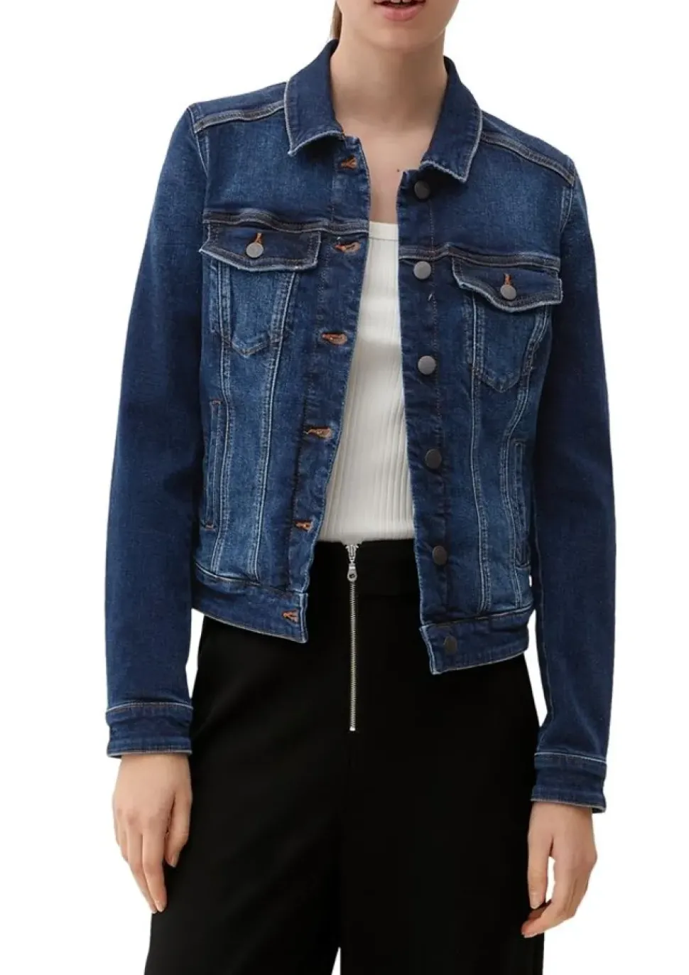 QS designed by Jeansjacke aus Baumwollstretch blau S23 2132801