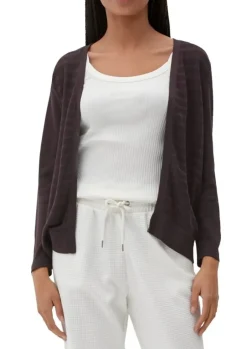 Qs designed by leichter Cardigan mit Strickmuster orange, lila, schwarz  S13  2125101