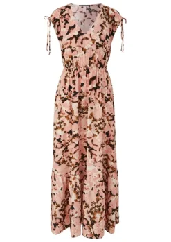 QS designed by Maxi-Kleid aus Viskose orange S23  2124787