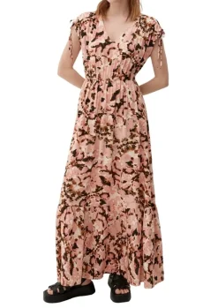 QS designed by Maxi-Kleid aus Viskose orange S23  2124787