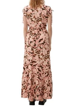 QS designed by Maxi-Kleid aus Viskose orange S23  2124787