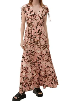 QS designed by Maxi-Kleid aus Viskose orange S23  2124787