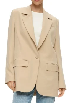 QS designed by Oversize Blazer mit Pattentaschen schwarz / beige S15  2140895