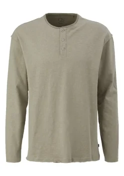 QS designed by Shirt in Flammgarnstruktur braun, schwarz S22  2124127