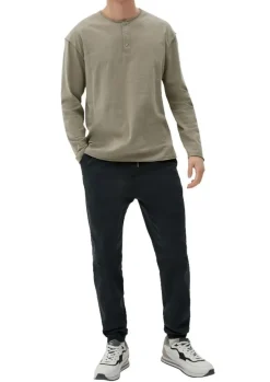 QS designed by Shirt in Flammgarnstruktur braun, schwarz S22  2124127