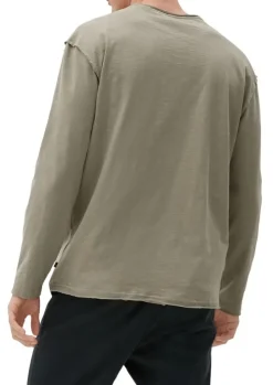 QS designed by Shirt in Flammgarnstruktur braun, schwarz S22  2124127
