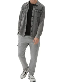 QS designed by Shirt in Flammgarnstruktur braun, schwarz S22  2124127