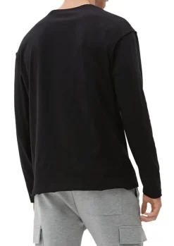 QS designed by Shirt in Flammgarnstruktur braun, schwarz S22  2124127