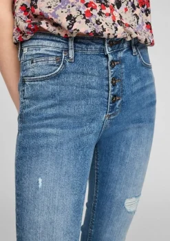 QS designed by Skinny Jeans Knopfleiste  blau 2062809