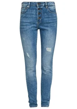 QS designed by Skinny Jeans Knopfleiste  blau 2062809