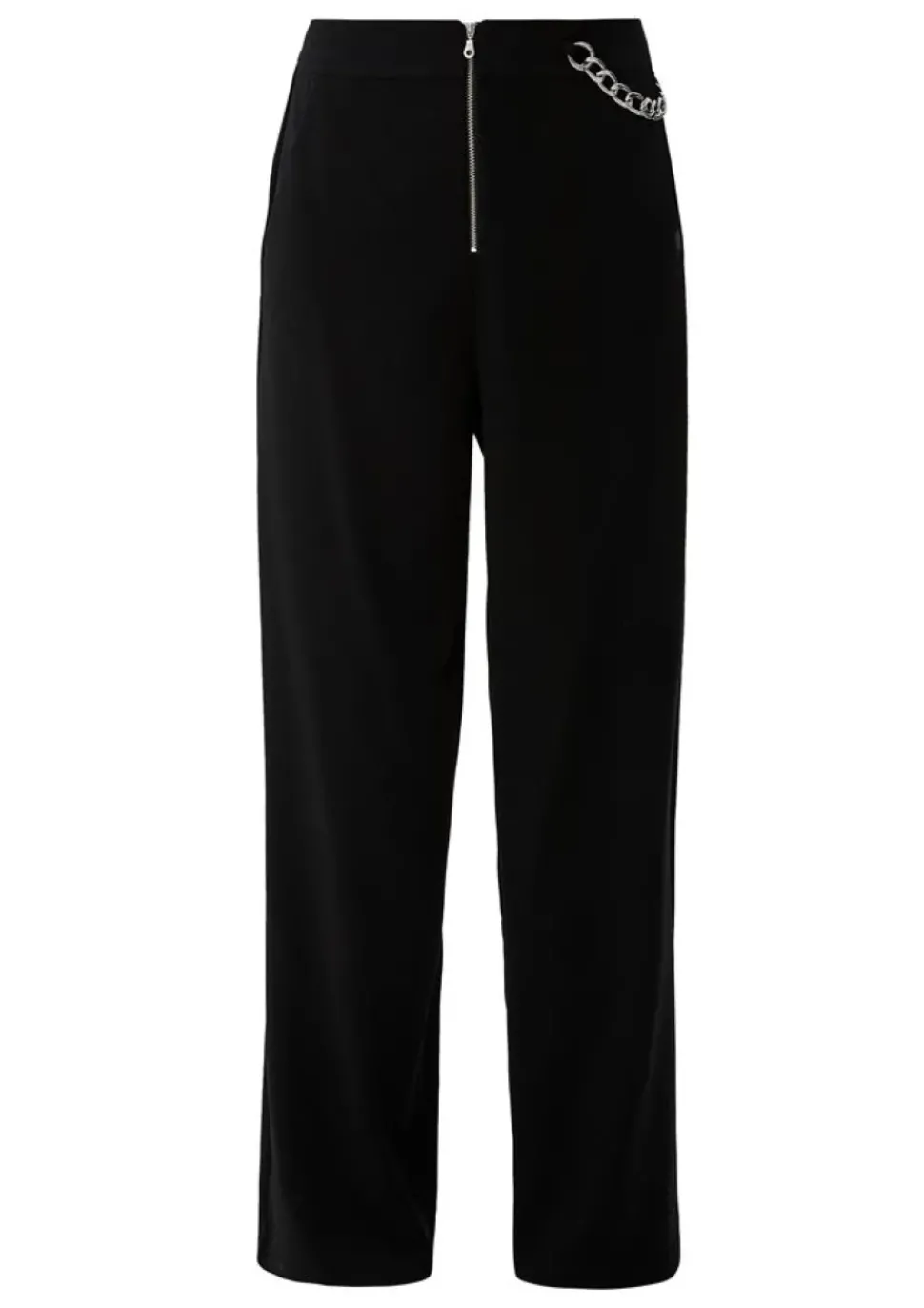 QS designed by Stoffhose Kettendetail weites Bein schwarz S22 2125265