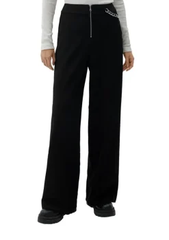 QS designed by Stoffhose Kettendetail weites Bein schwarz S22 2125265