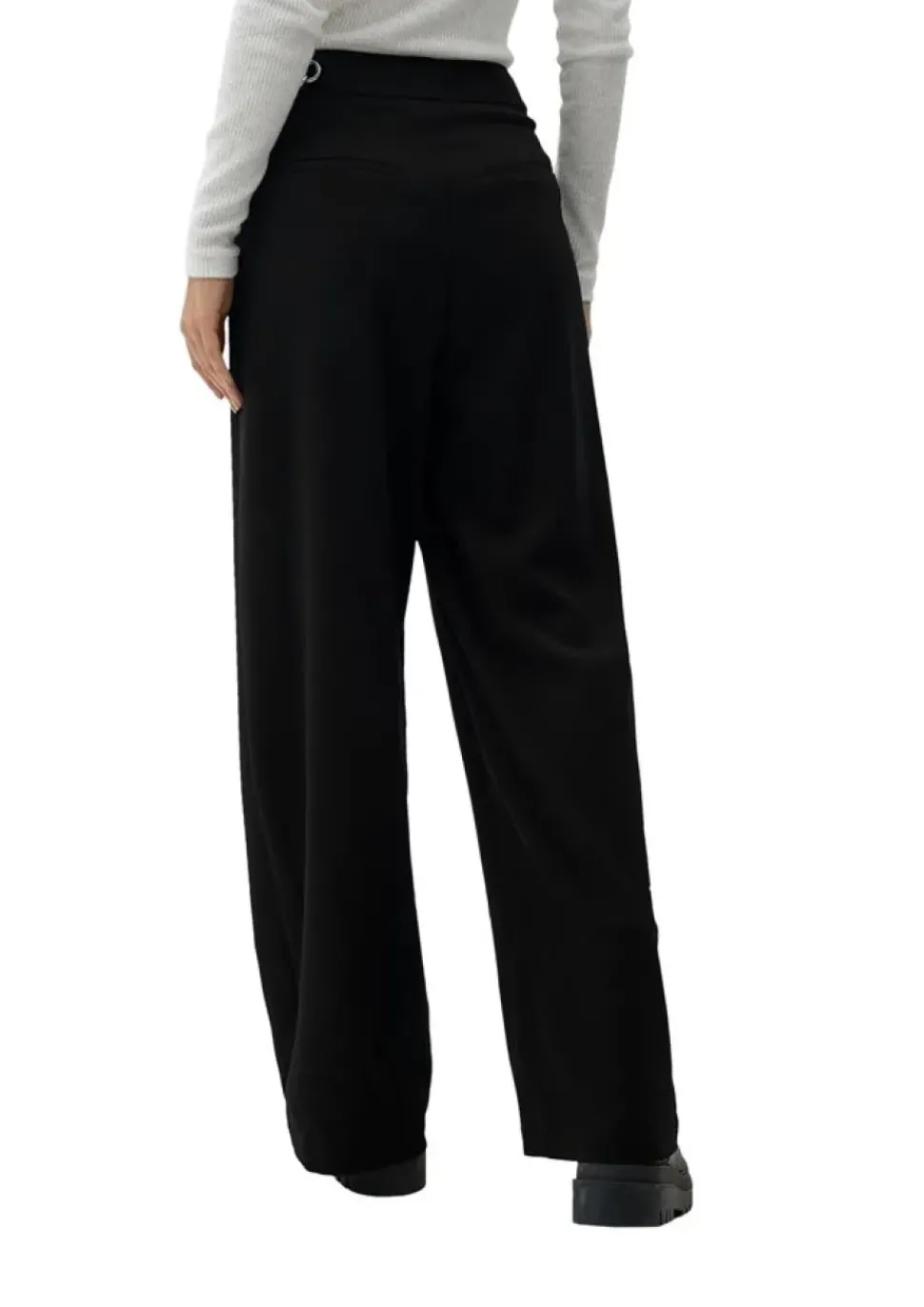 QS designed by Stoffhose Kettendetail weites Bein schwarz S22 2125265