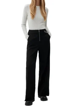 QS designed by Stoffhose Kettendetail weites Bein schwarz S22 2125265