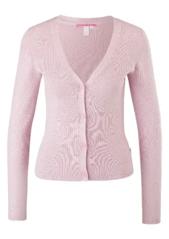 QS designed by Strickjacke aus Viskosemix schwarz, rosa, blau S22  2119007