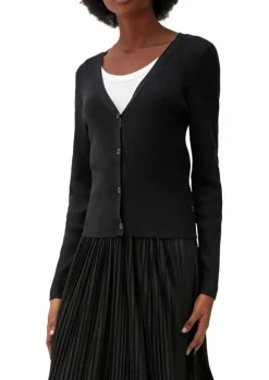 QS designed by Strickjacke aus Viskosemix schwarz, rosa, blau S22  2119007