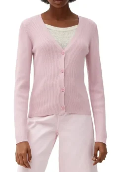 QS designed by Strickjacke aus Viskosemix schwarz, rosa, blau S22  2119007