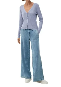 QS designed by Strickjacke aus Viskosemix schwarz, rosa, blau S22  2119007