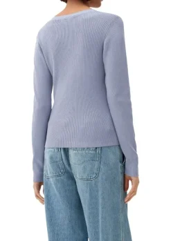 QS designed by Strickjacke aus Viskosemix schwarz, rosa, blau S22  2119007