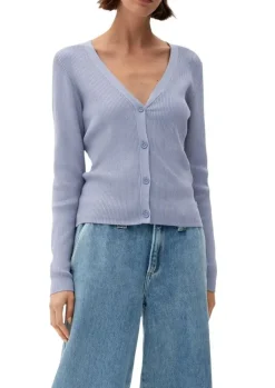 QS designed by Strickjacke aus Viskosemix schwarz, rosa, blau S22  2119007